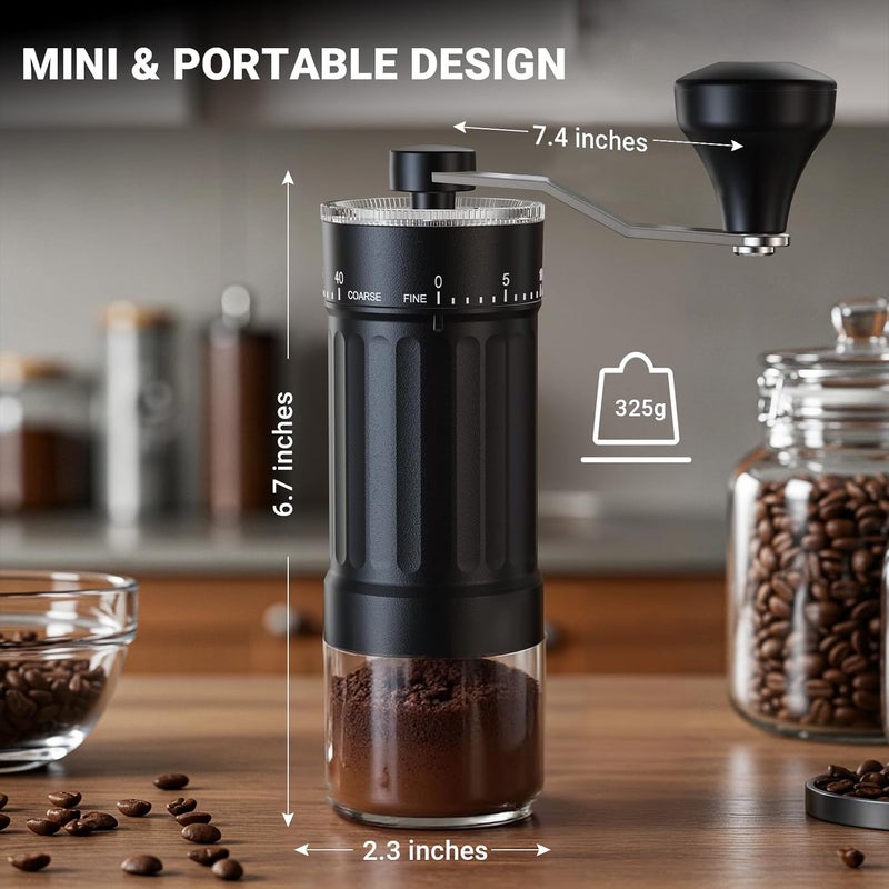 EZVING Mini Manual Coffee Grinder with 40 Adjustable Settings, Portable Hand Coffee Bean Mill with 30g Capacity, Conical Burr Coffee Grinder with Crank for Travel, Camping, Office, Espresso, Pour Over, etc - Image 4